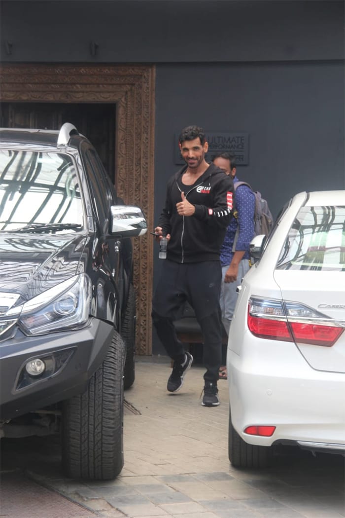 John Abraham was spotted outside his gym.