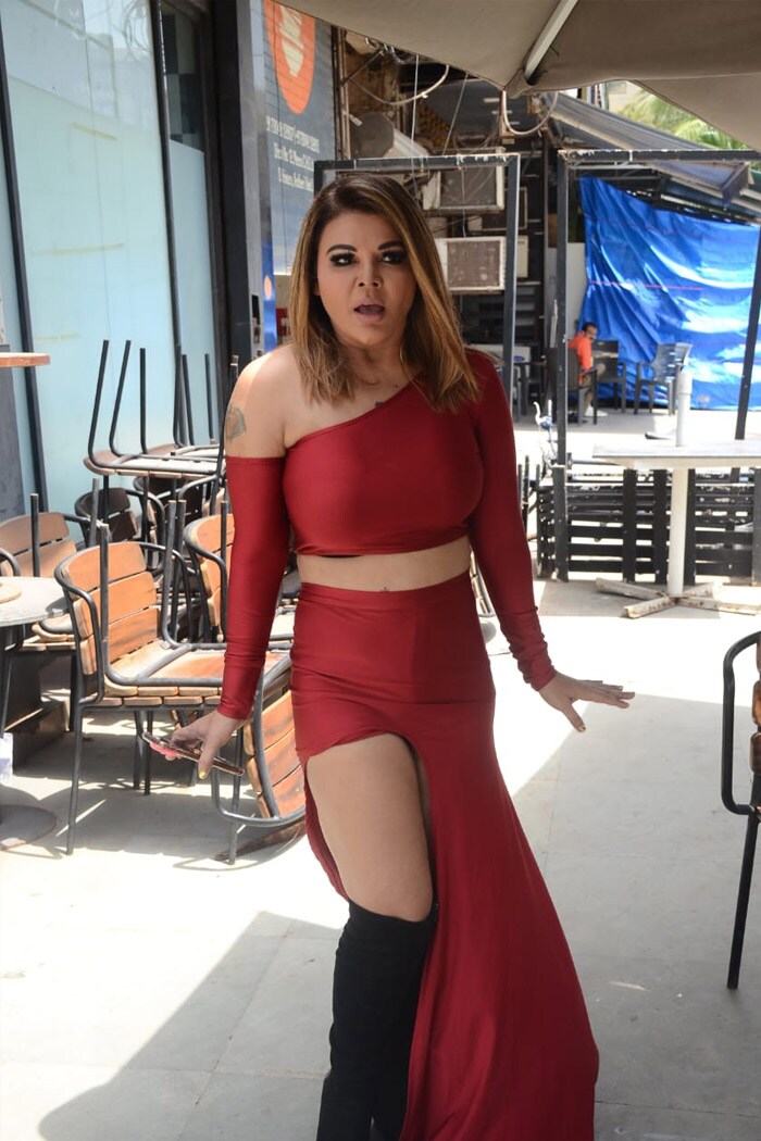 Rakhi Sawant was photographed at the success party of her latest song Dream Mein Entry.