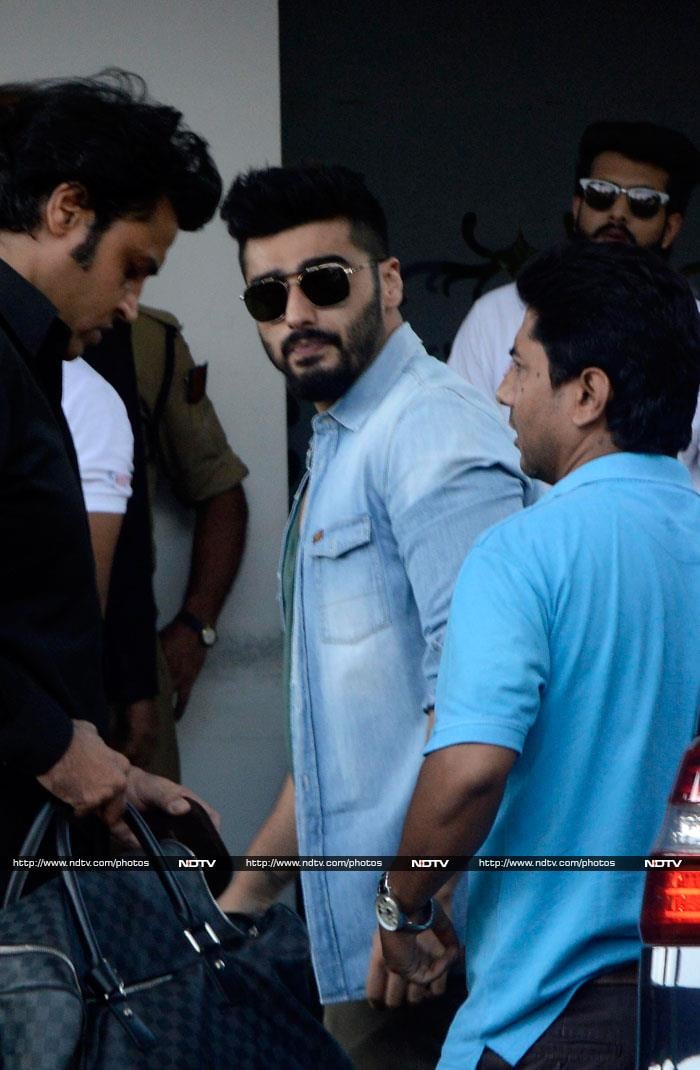 Arjun Kapoor was at his casual best in sky-blue denims worn over an olive green shirt.