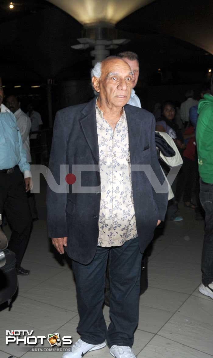 Bollywood's veteran filmmaker, Yash Chopra, at the airport.