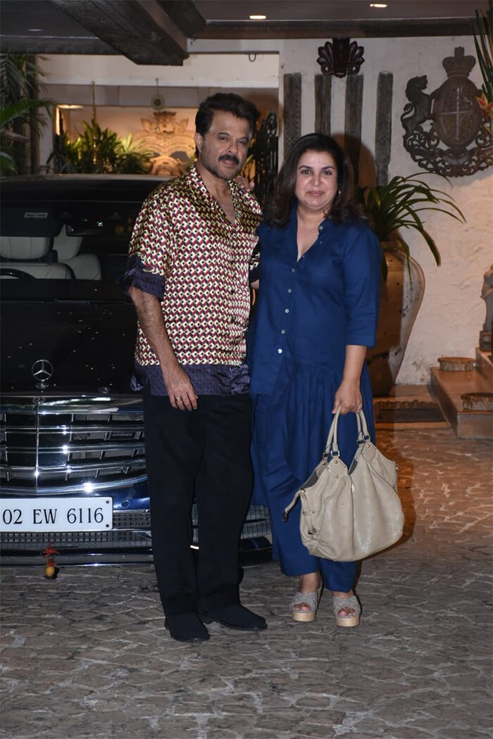 Farah Khan opted for a blue outfit for Sunita Kapoor's birthday bash