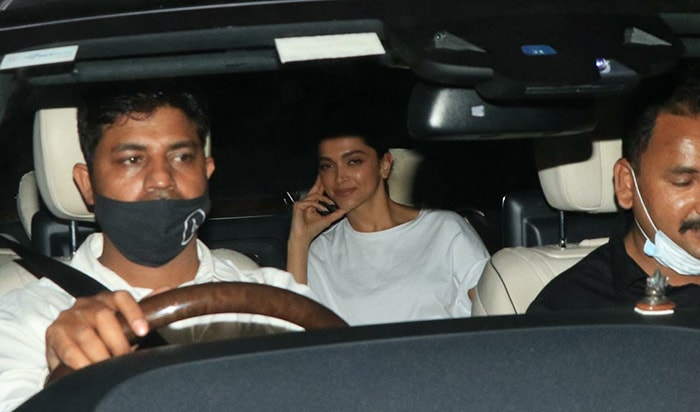 Unlike husband Ranveer Singh, Deepika Padukone kept it casual in a white top.