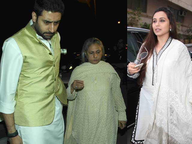 Abhishek, Jaya Bachchan, Rani at Ravi Chopra's Prayer Meet