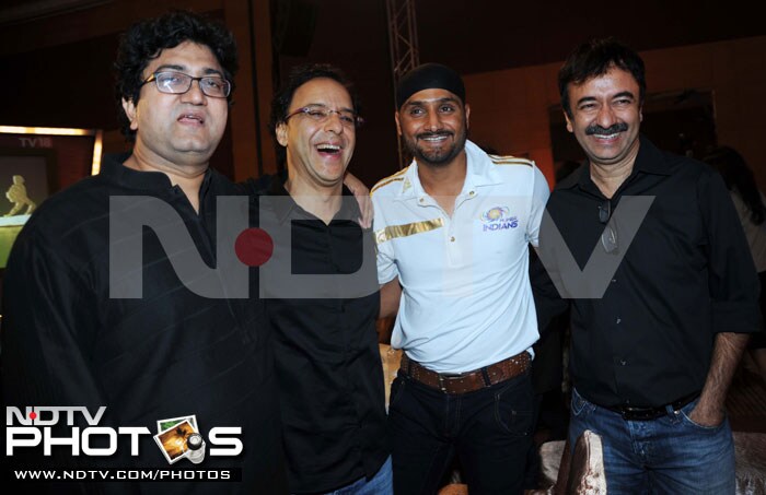 Band of boys: Prasoon Joshi, Vidhu Vinod Chopra, Harbhajan Singh and Rajkumar Hirani.