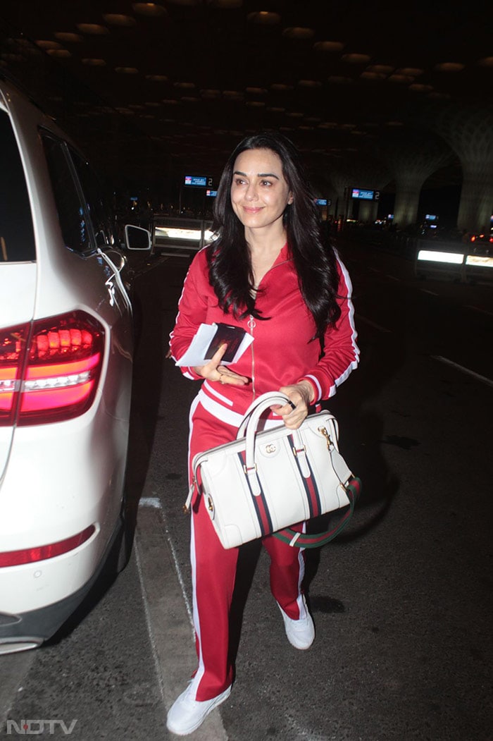 Red, Set, Go: Preity Zinta At The Mumbai Airport