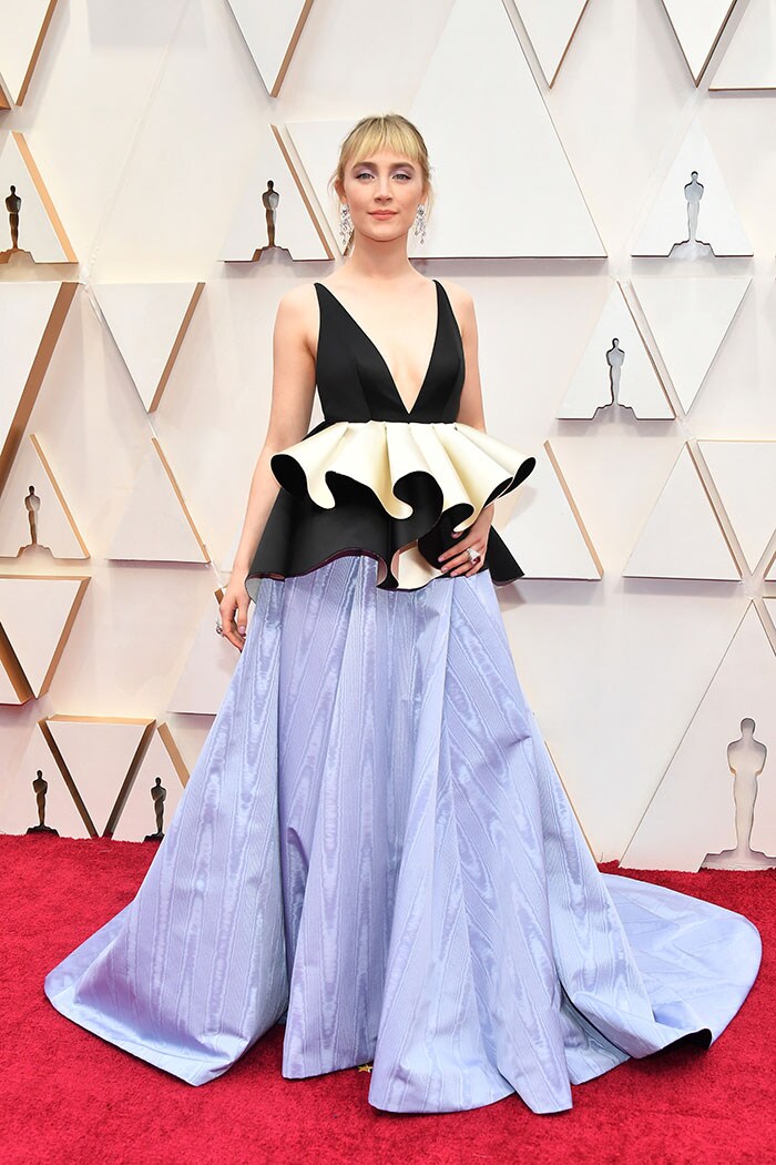 Best Actress nominee Saoirse Ronan looked spectacular in a frilled Gucci gown.