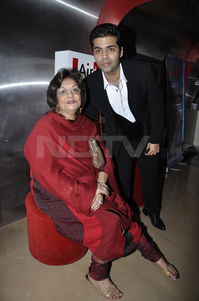 Karan Johar at the venue with mother Hiroo Johar.