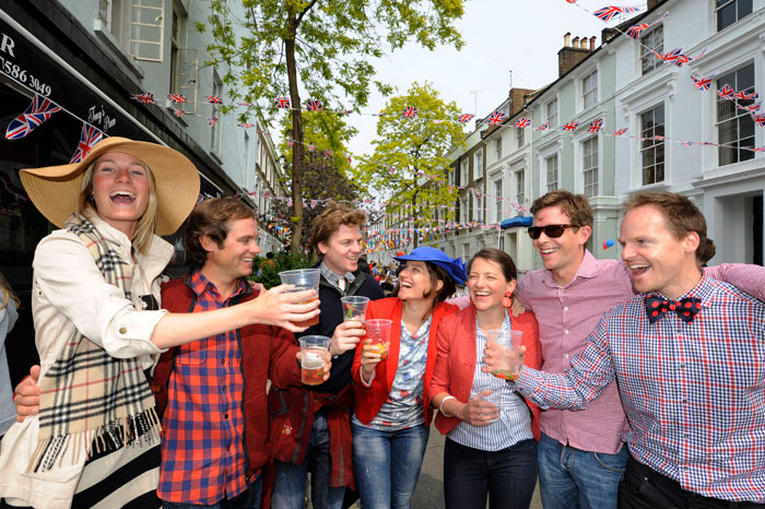 Friends and colleagues celebrate THE Royal Wedding AT the north London suburb of Primrose Hill.