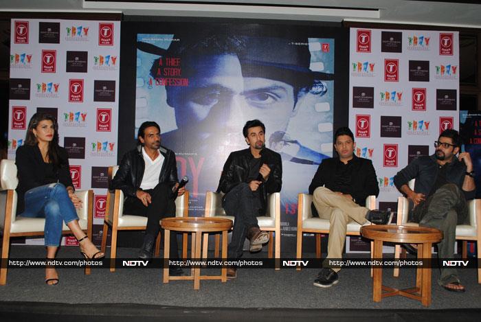 The team of <i>Roy</i> including actors Jacqueline Fernandez, Arjun Rampal, Ranbir Kapoor, the film's producer Bhushan Kumar and director Vikramjit Singh promoted their upcoming film in the capital on February 9.