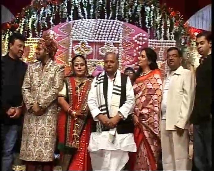 Samajwadi Party chief Mulayam Singh Yadav blessed the couple.