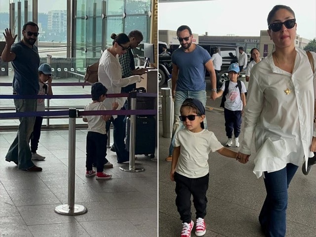 Photo : Saif Ali Khan And Kareena Kapoor's Airport Famjam. Bonus - Taimur And Jeh