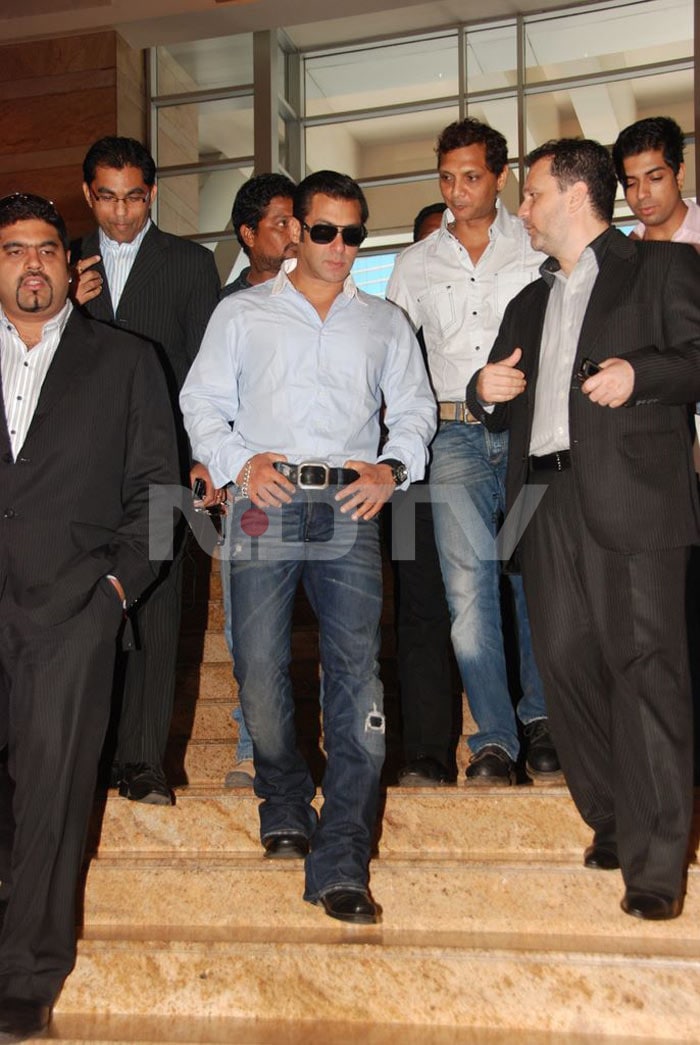 Bollywood actor Salman Khan arrives at a news conference to promote The International Indian Film Academy (IIFA) awards, in Mumbai.