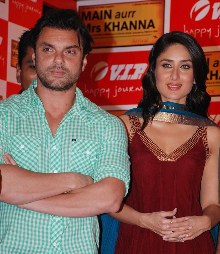 Sohail Khan and actress Kareena Kapoor pose for photographers during the event.  (Photo: AFP)