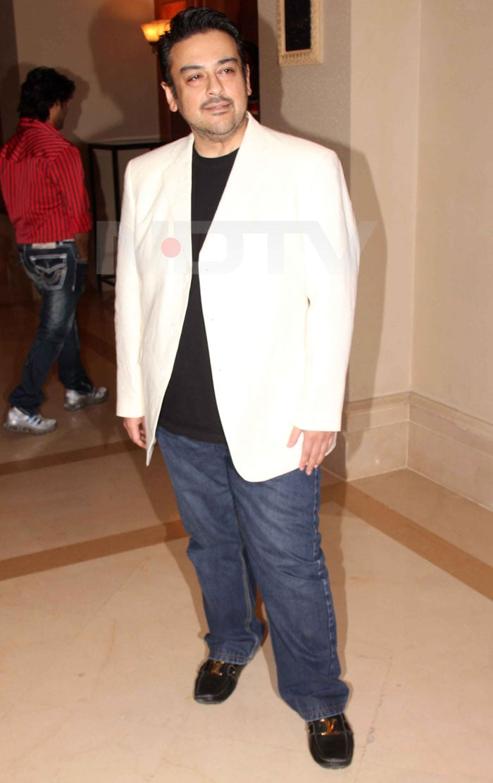 Adnan Sami dressed appropriately for the Sa Re Ga Ma Little Kids' press meet.