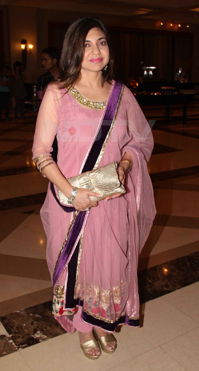 Alka Yagnik works her trademark salwar suit.