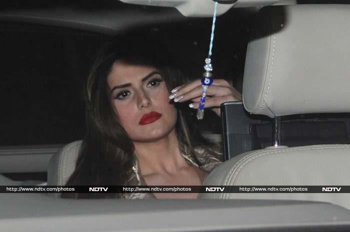 Salman's <I>Veer</i> co-star Zarine Khan looked nice in a gold jacket.