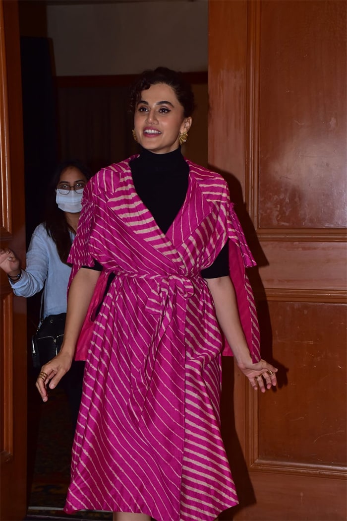 Taapsee Pannu, who has also done many south films, picked a pink dress for the occasion.
