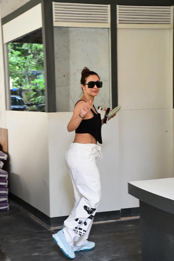 The actress sported an athleisure look.