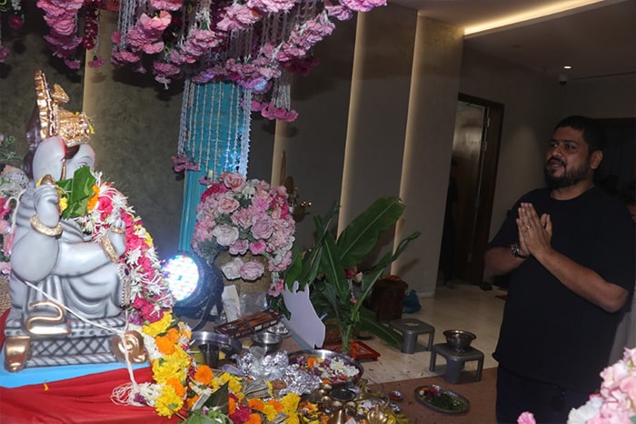 Filmmaker Om Raut was clicked in a casual outfit.