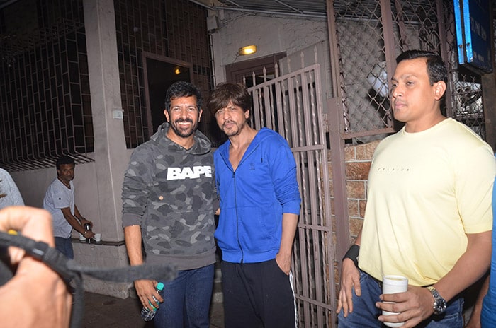 Shah Rukh Khan was photographed with filmmaker Kabir Khan at a dubbing studio in Mumbai.