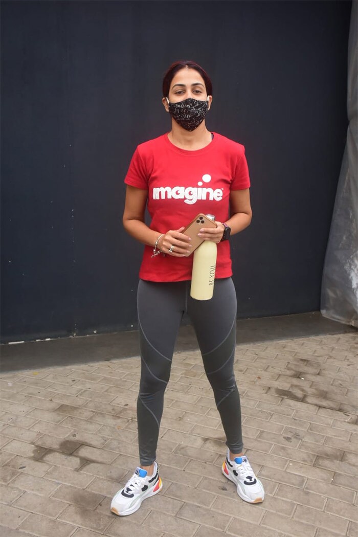 Actress Genelia D'Souza was pictured outside her gym in Bandra.