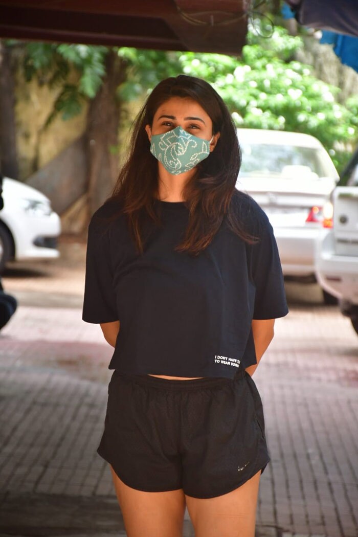 Daisy Shah was pictured outside her Pilates studio.