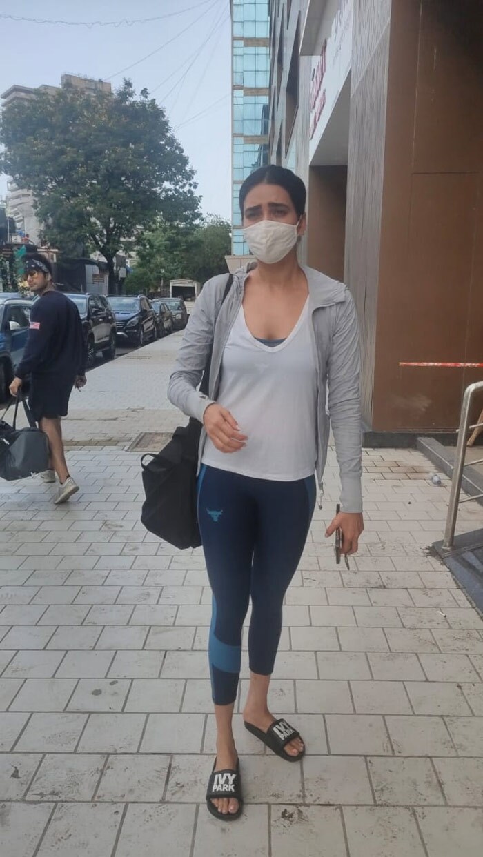 TV Actress Karishma Tanna was photographed outside her gym.