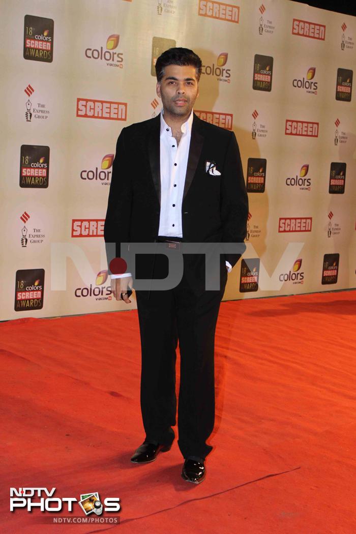 Karan Johar who is busy with his upcoming movies, <I>Agneepath</i> and <I>Ek Main Aur Ekk Tu</i>, at the 18th Annual Screen Awards.