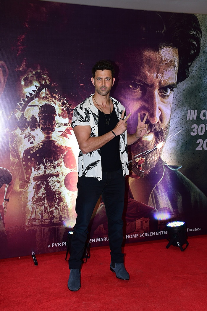 Hrithik Roshan sported a casual look for Vikram Vedha's trailer launch event.