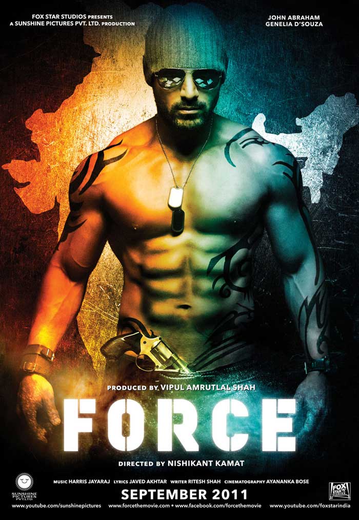 <b><i>Force:</i></b><br>
This September, John Abraham is all set to show you his latest avatar of a senior narcotics officer who believes in delivering justice, no matter the price. So what happens to the trigger-happy cop when he meets the fun-loving Maya (Genelia D'Souza)?<br>
Also starring Raj Babbar and Mohnish Behl, this Vipul Shah production teases the boundaries of action and romance. Will there be time for love when he lives in a ruthless world of crime? <br>
Release Date: September  30, 2011