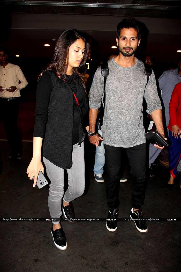 At the Airport: Shahid Kapoor, Mira Rajput and a Baby Bump