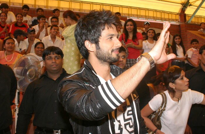 It was a holiday on account of Ambedkar birth anniversary Wednesday, but students of the Gyan Bharti School were eager to attend school. Their reason - "Not every day Shahid Kapoor comes to school". (Photo & Text: IANS)