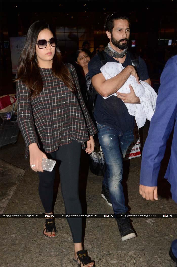 Shahid Kapoor Travels With Wife Mira And Daughter Misha