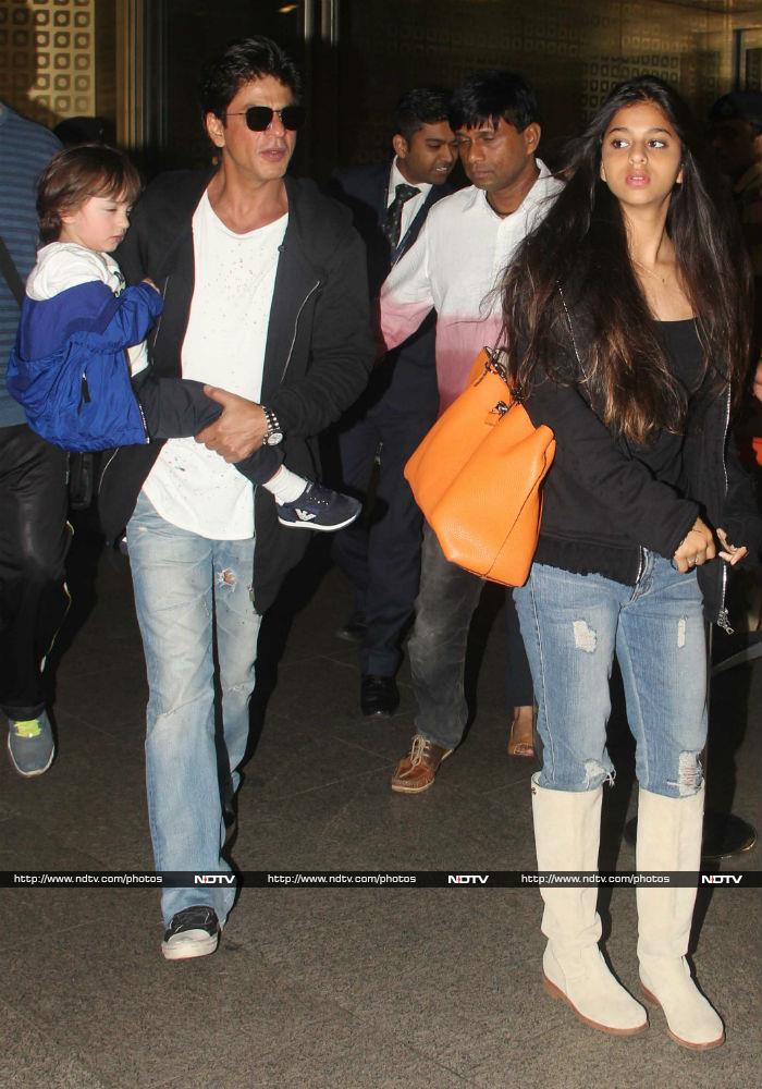 Shah Rukh Returns With AbRam and Suhana