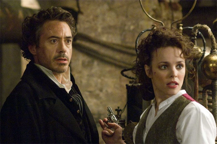 Robert Downey Jr. as Sherlock Holmes and Rachel McAdams as Irene Adler in Warner Bros. Pictures' and Village Roadshow Pictures' action-adventure mystery <i>Sherlock Holmes</i>. "Sherlock Holmes has been reimagined with fighting skills as potent as his intellectual acumen." - <i>USA Today</i> (Photo Credit: Warner Bros. Pictures)