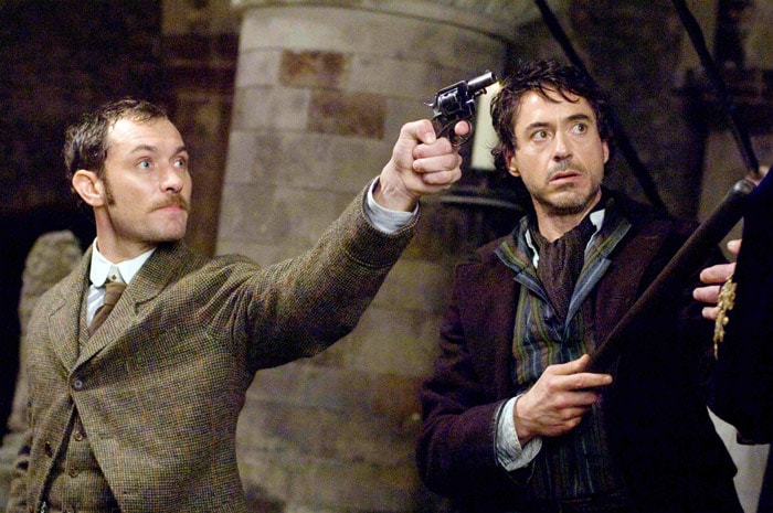 Jude Law stars as Dr. John Watson and Robert Downey Jr. stars as Sherlock Holmes in Warner Bros. Pictures' <i>Sherlock Holmes</i>. (Photo Credit: Warner Bros. Pictures)