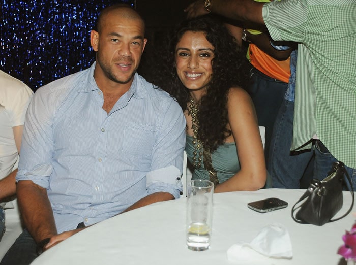 Andrew Symonds with Kabir Bedi's close friend Parveen at the IPL Nights after party following the 2010 DLF Indian Premier League T20 group stage match between the Deccan Chargers and Mumbai Indians at the Trident BKC on March 28, 2010 in Mumbai, India. (Photo: IPL2010/Getty Images)