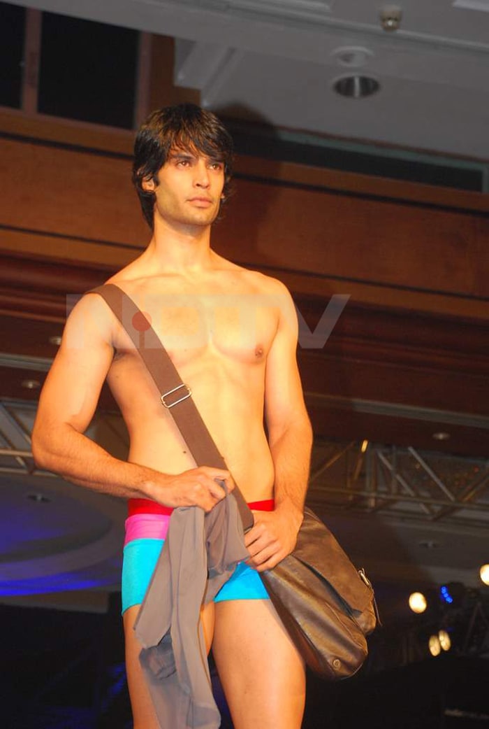 A model walks the ramp.