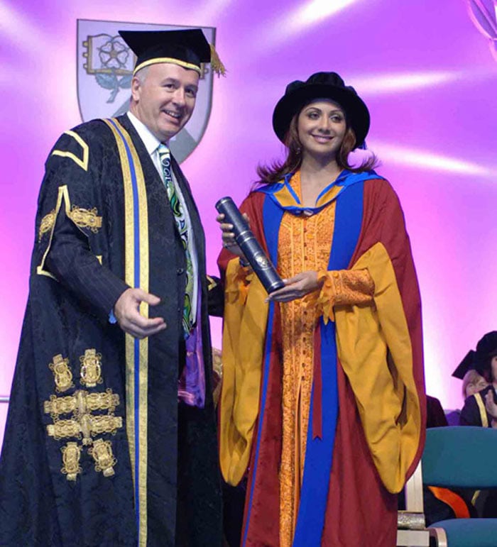 Shilpa was also conferred an honorary doctorate by Leeds Metropolitan University for her courage in the face of racist abuse.