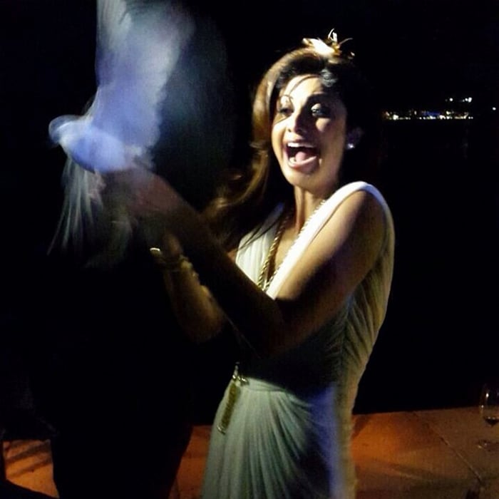 She also shared another picture from her birthday party which she captioned: "Releasing a dove brings luck and prosperity, did just that". <br><br>This image was posted on Instagram by <a href=" https://instagram.com/officialshilpashetty/" target="_blank" rel="nofollow" >Shilpa Shetty</a>