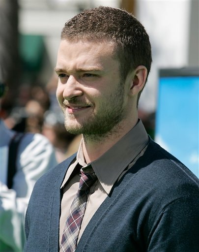 Singer Justin Timberlake poses on the press line at the Los Angeles premiere of Shrek The Third in the Westwood section of Los Angeles.