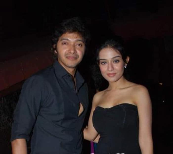 Amrita Rao with actor Shreyas Talpade at his birthday bash.