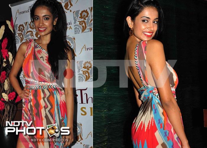 Former Miss India and actress Sarah Jane Dias looks sexy in her colourburst maxi-dress at a recent party hosted by her.