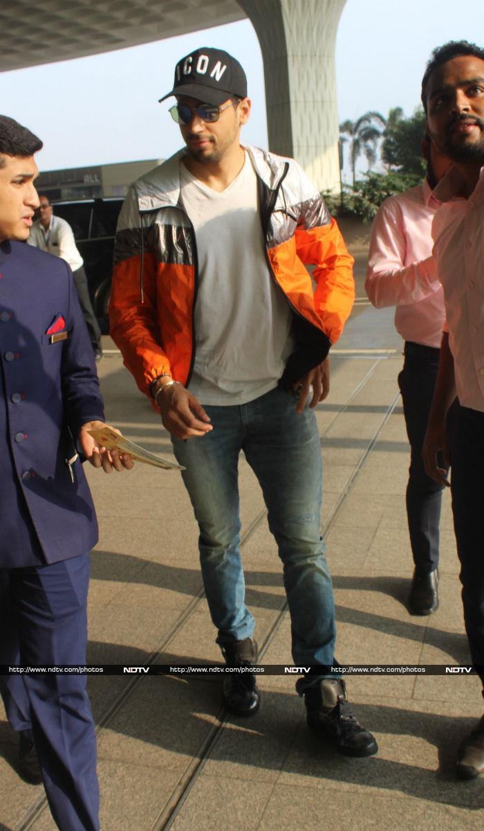 Sidharth Malhotra was pictured at the Mumbai airport on Wednesday afternoon.