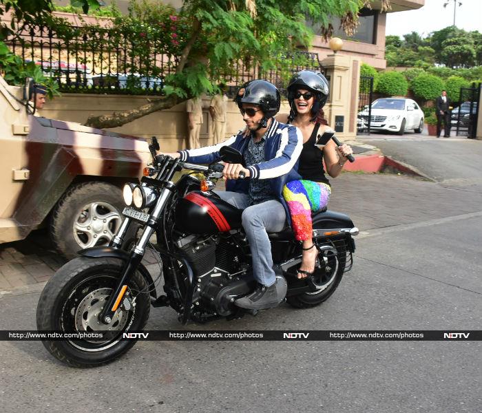 Risky Sidharth And Sundar Jacqueline Enjoy A Bike Ride In Mumbai
