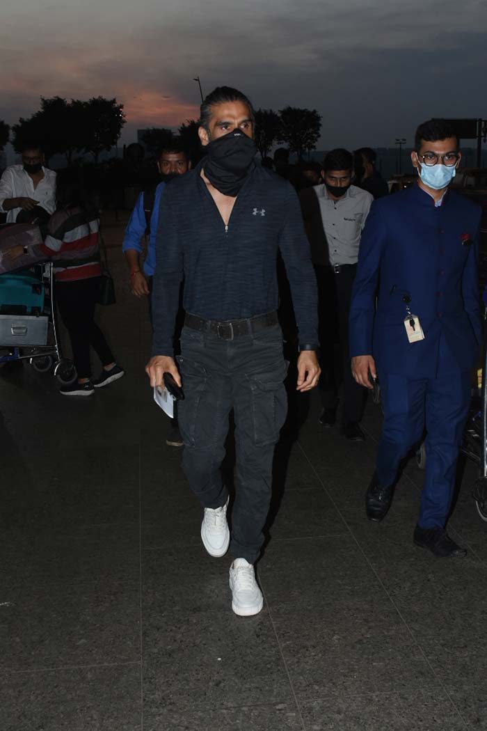 Actor Suniel Shetty was also spotted at the Mumbai airport, looking sharp as ever.
