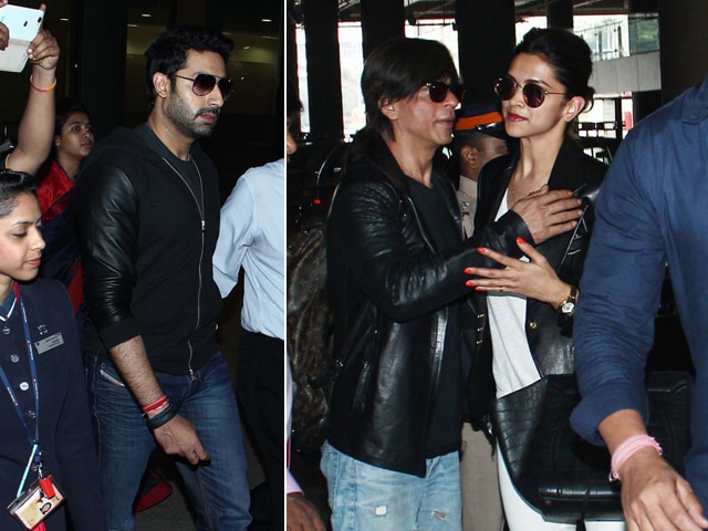 Photo : SRK , Deepika, Abhishek Return From the London SLAM