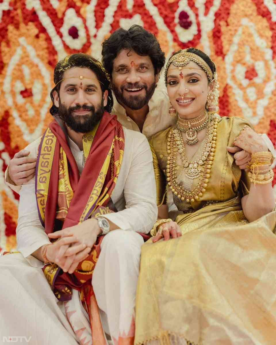 Naga Chaitanya's father Nagarjuna shared first official pictures from the wedding. (Image Courtesy: X)