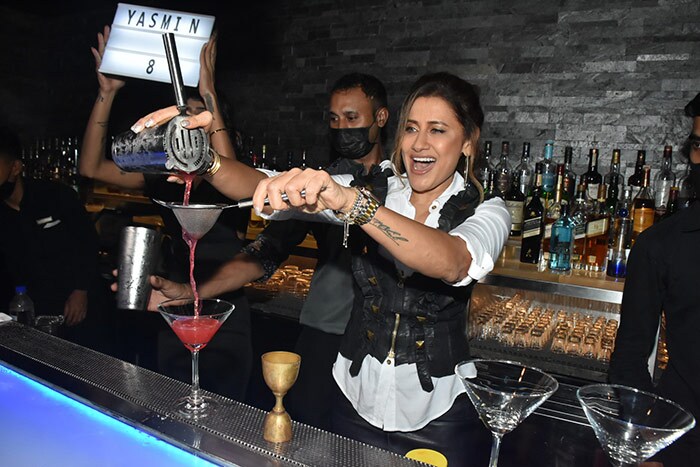 Yasmin Karachiwala enjoyed making cocktails drinks for the guest.