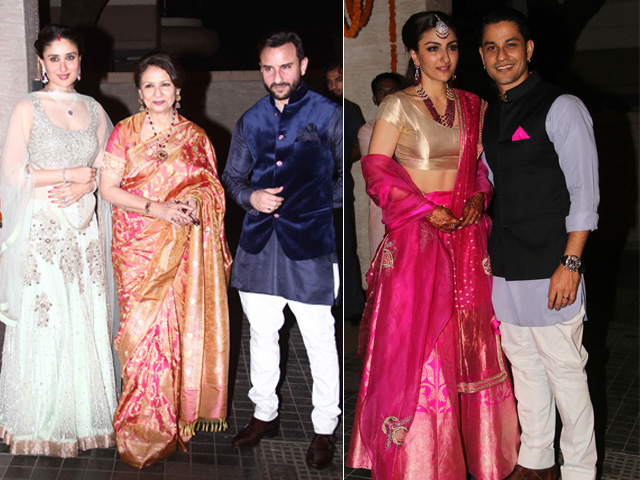 Saif, Kareena, Sharmila Welcome A-List Guests at Soha's Reception